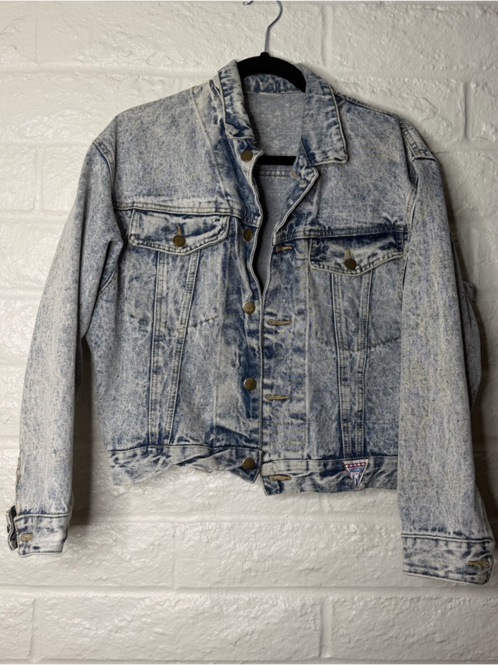 Vintage Watch LA Denim Acid Wash Jacket Womens S Made in USA Pockets Cropped